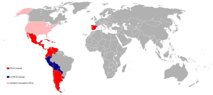 Spanish language map